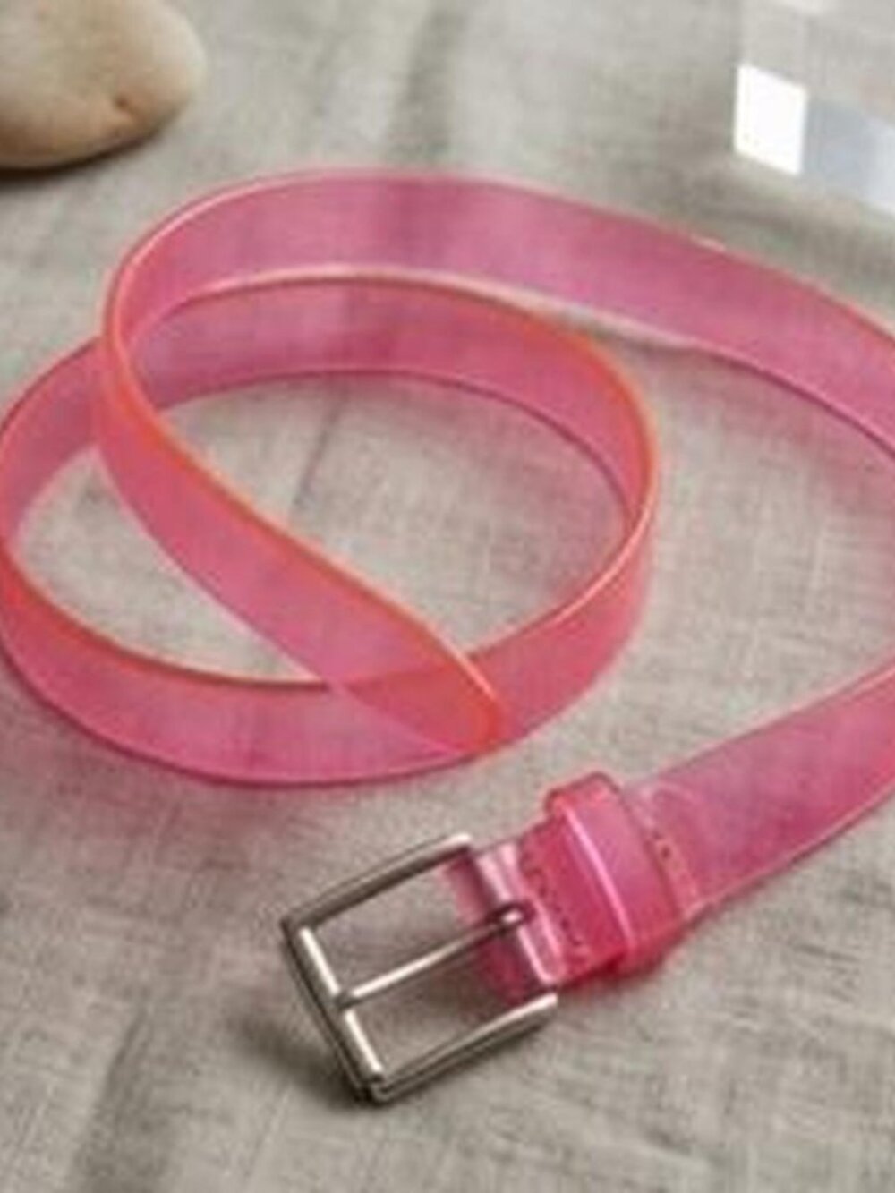 Translucent Hot Pink Jelly Belt Silver Buckle Y2K 2000s Indie Sleaze Rave (40 in